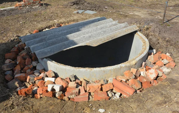 Concrete Septic Tank Risers Construction Concrete Risers More Durable Watertight — Stock Photo, Image