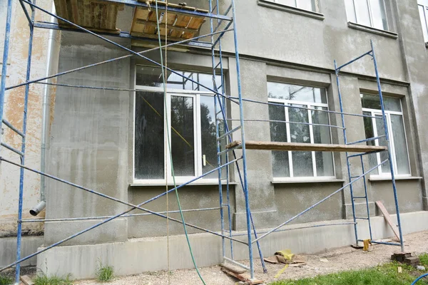 Renovação Casa Com Paredes Reboco Pintura — Fotografia de Stock
