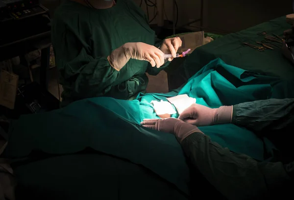 Manos Cirujano Preparando Anestesia Local Una Cirugía Lesión Dermatológica Campo —  Fotos de Stock
