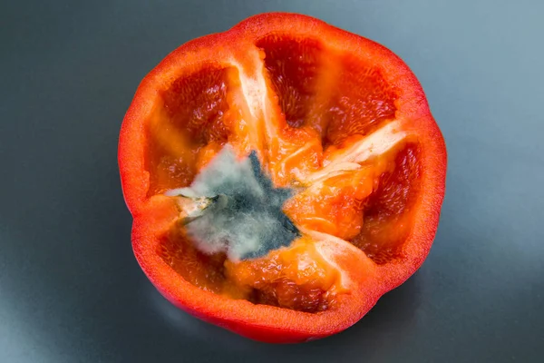 Muffa Fungina Peperone Dolce Rosso Verdure Vitamina Cibo Immagazzinamento Frutta — Foto Stock