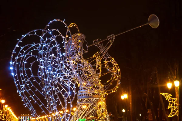 Різдвяна Декоративна Світла Гірлянда Парку — стокове фото