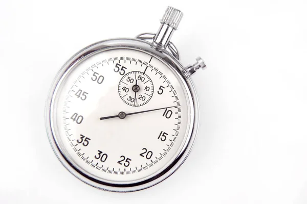 Mechanical Analog Stopwatch White Background Time Part Precision Measurement Speed — Stock fotografie