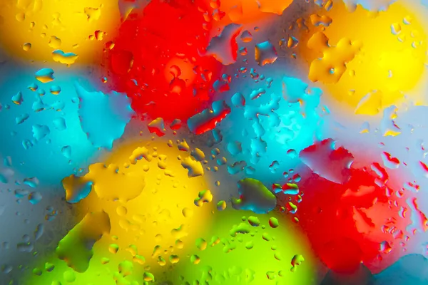 Abstracte Gekleurde Ballen Van Olieachtige Vloeistof Een Wazige Achtergrond Abstracte — Stockfoto