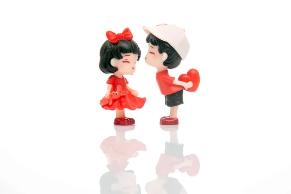 Miniature People Figures Game Romantic Couple Young People Boy Lovingly — Foto de Stock