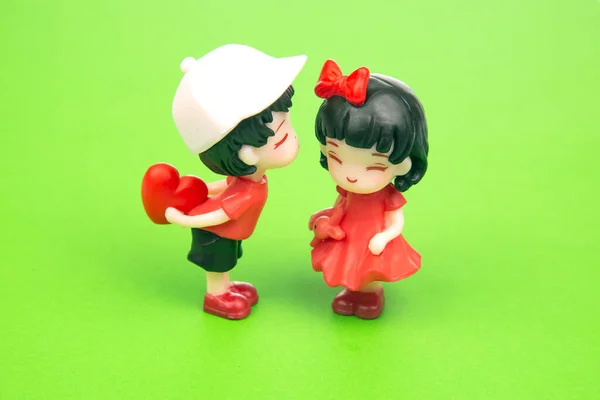 Miniature People Figures Game Romantic Couple Young People Boy Lovingly — Foto de Stock