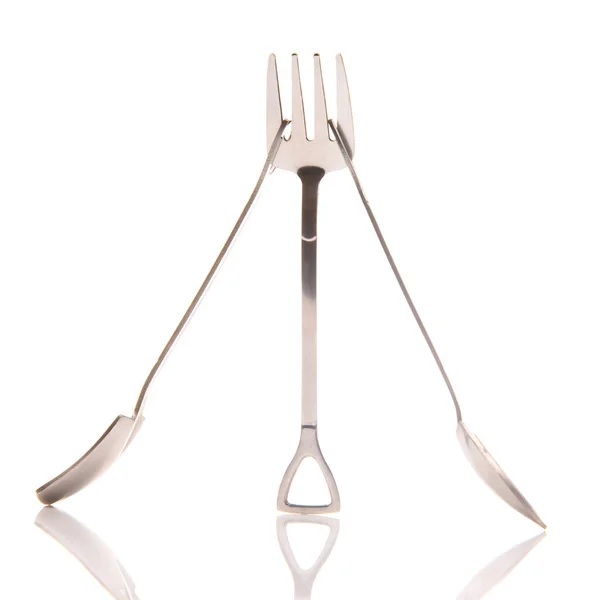 Decorative Fork Spoons Form Spades White Background Food Tools —  Fotos de Stock