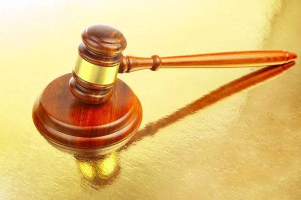 Wooden Hammer Auctions Bidding Judicial Law Symbol Justice Verdict — Stockfoto