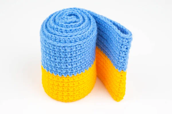Knitted Scarf Form Ukrainian Flag National Symbols Country Ukraine — 스톡 사진