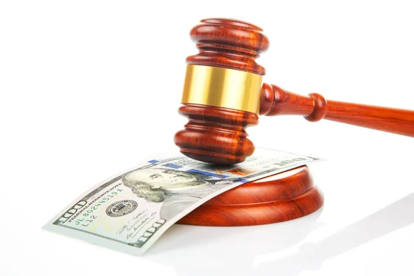 Gavel Justice Background Dollars Corruption Law Buying Judgment — Stock Photo, Image