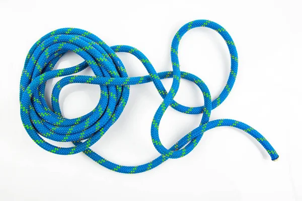 Langlebiges Farbiges Seil Für Kletterausrüstung Auf Weißem Hintergrund Knoten Aus — Stockfoto