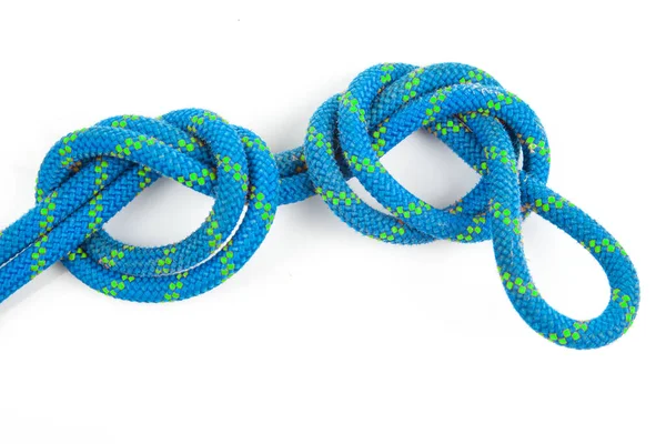 Durable Colored Rope Climbing Equipment White Background Knot Braided Cable — Stock Fotó