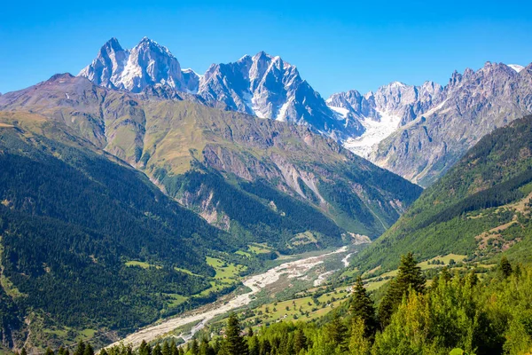 Ghiacciaio Nella Catena Montuosa Del Caucaso Georgia Paesaggio Montano — Foto Stock