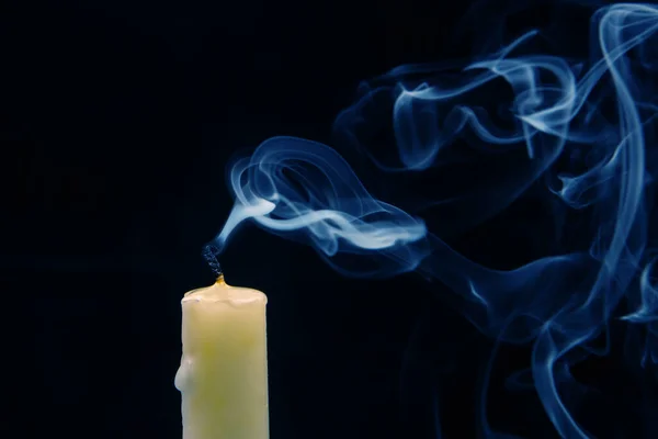 Smoke Extinguished Candle Dark Background Concept Spirituality End Life — Stock Photo, Image