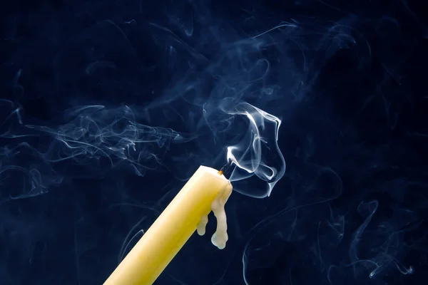 Smoke Extinguished Candle Dark Background Concept Spirituality End Life — Stock Photo, Image