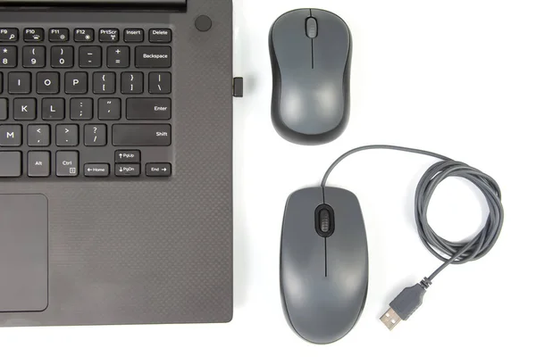 Wireless Mouse Wired Computer Mouse Comparison Electronic Devices Work — Stock Photo, Image