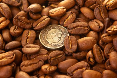 On sentlik parlak altın bir yüzeyi çevreleyen kavrulmuş kahve çekirdekleri yakın plan çekimleri dünyevi tonlarını ve doğal bölünmelerini ön plana çıkarıyor. Yiyecek ve içecek fotoğrafçılığı için ideal..