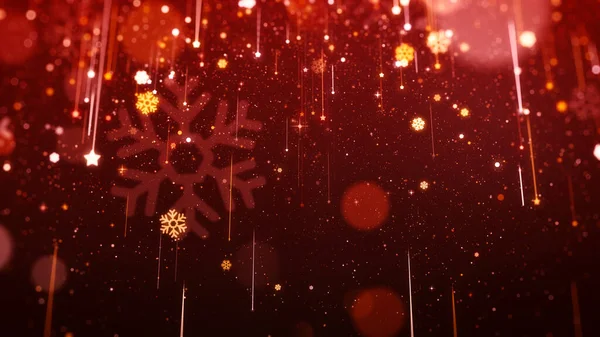飘逸的红色圣诞背景 有雪花飘落的星空 — 图库照片