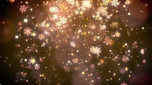 Altın Kar Taneleri Yıldızların Düşüşü Zarif Noel Arkaplanı Döngüye Girdi — Stok video