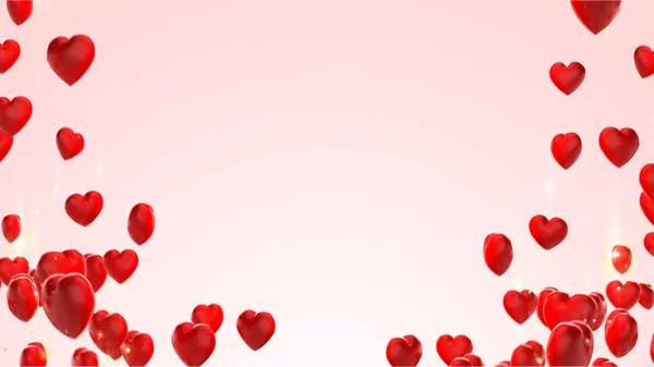 stock image Red hearts frame on pink background with copy space for valentine day.