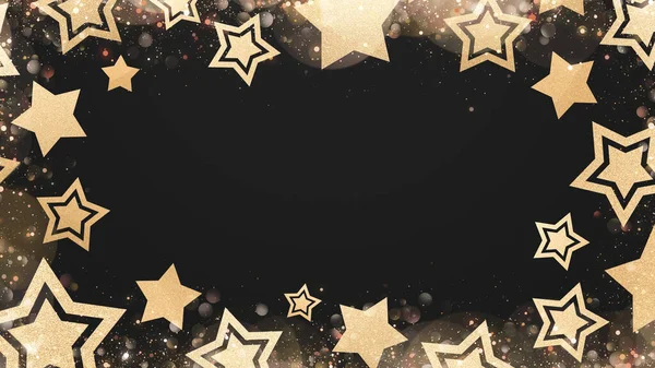 Gold star frame award abstract background with copyspace for text.