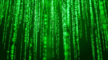 Yeşil ikili kod dijital veri teknolojisi soyut arkaplan.