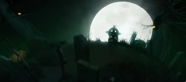 Halloween Background Graveyard Moon Spooky Night — Stock Photo, Image