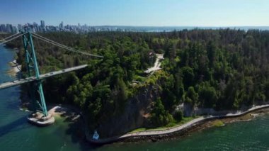 Vancouver Kanada Skyline Su Üzerindeki Hava Çizgisi