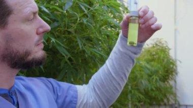 İçerde büyüyen marihuana böceğinin gücü kontrol ediliyor.