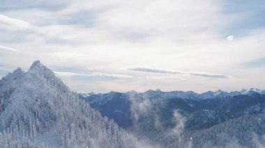 Rüya Karlı Dağ Arkaplanı. Washington 'da Kış sezonunda Nefes Kesen Manzara