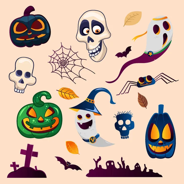 Halloween Cartoon Element Collection Set — Stock Vector