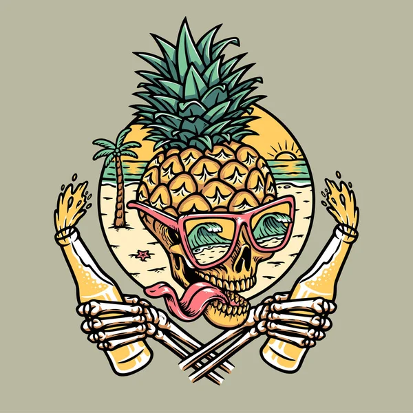 Çılgın ananas kafatası ve plaj sahnesi