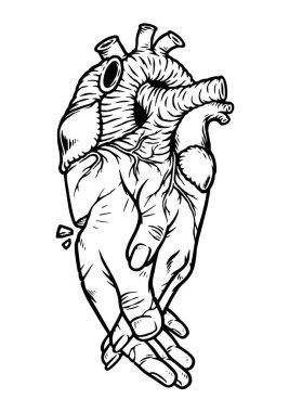 Kalp organıyla el ele tutuşan çift