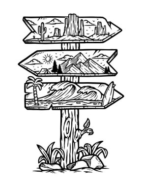 Doğal manzara çizgisi çizimine yol işareti