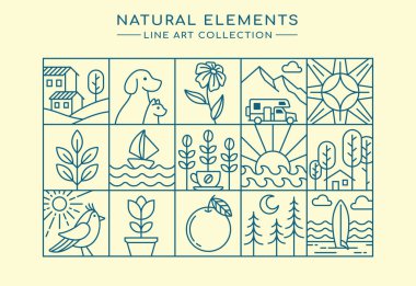 line art of natural elements collection