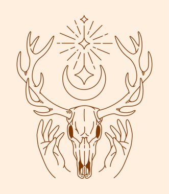 geyik kafatası çizgisi çizimi