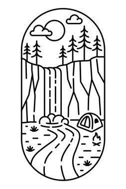 Güzel şelale manzarası sanat çizelgesi