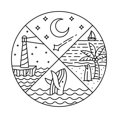 Çember çerçeve çiziminde doğal manzara