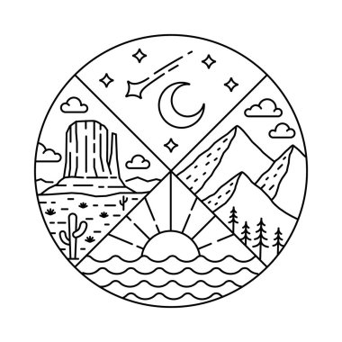 Çember çerçeve çiziminde doğal manzara