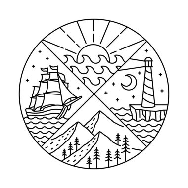 Çember çerçeve çiziminde doğal manzara