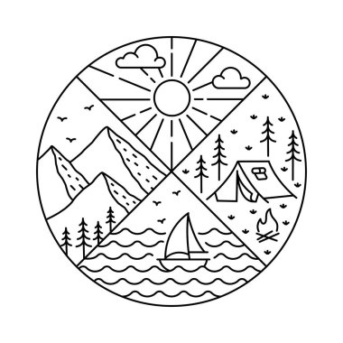 Çember çerçeve çiziminde doğal manzara