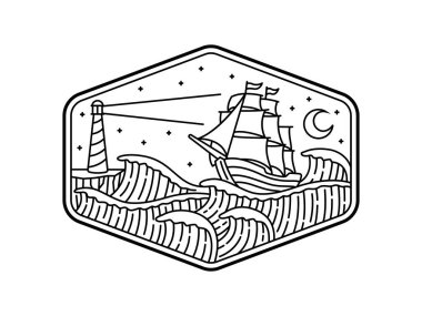 Çerçeve çizgisi sanat illüstrasyonunda doğal manzara