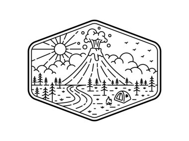 Çerçeve çizgisi sanat illüstrasyonunda doğal manzara