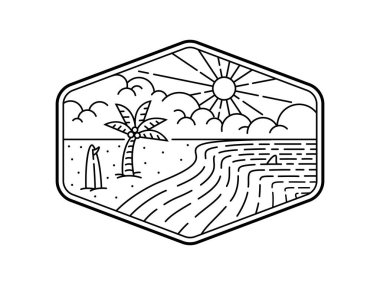 Çerçeve çizgisi sanat illüstrasyonunda doğal manzara