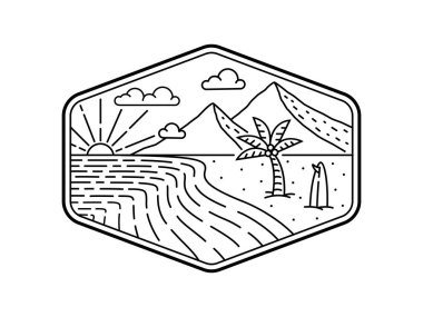 Çerçeve çizgisi sanat illüstrasyonunda doğal manzara