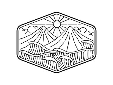 Çerçeve çizgisi sanat illüstrasyonunda doğal manzara