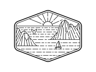 Çerçeve çizgisi sanat illüstrasyonunda doğal manzara