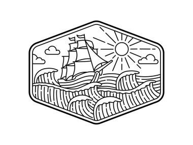 Çerçeve çizgisi sanat illüstrasyonunda doğal manzara