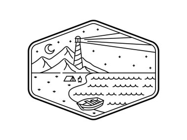 Çerçeve çizgisi sanat illüstrasyonunda doğal manzara