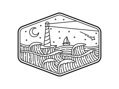 Çerçeve çizgisi sanat illüstrasyonunda doğal manzara