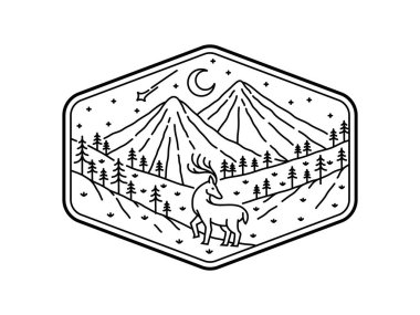 Çerçeve çizgisi sanat illüstrasyonunda doğal manzara